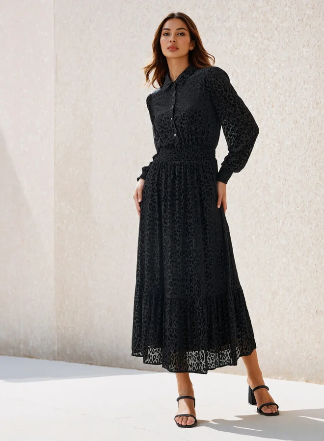تواكستريمز 2Xtremz Midi Length Shirt Dress with Smocked Detail